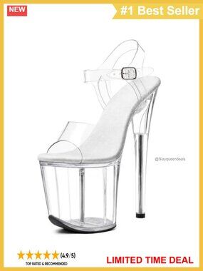 Women's Clear Platform Heels 8in Stiletto Ankle Strap Exotic Dancer Shoes Pole